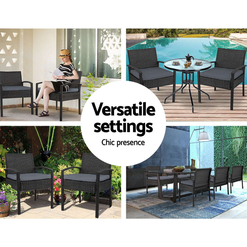 Gardeon 2PC Outdoor Dining Chairs Patio Furniture Rattan Lounge Chair Cushion Felix Chez Guru