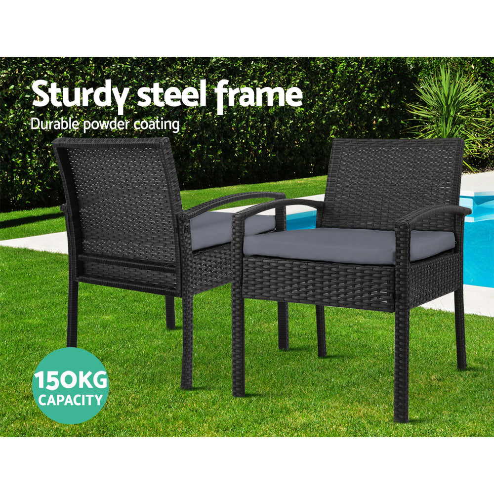Gardeon 2PC Outdoor Dining Chairs Patio Furniture Rattan Lounge Chair Cushion Felix Chez Guru