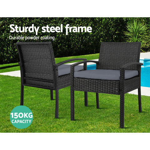 Gardeon 2PC Outdoor Dining Chairs Patio Furniture Rattan Lounge Chair Cushion Felix Chez Guru