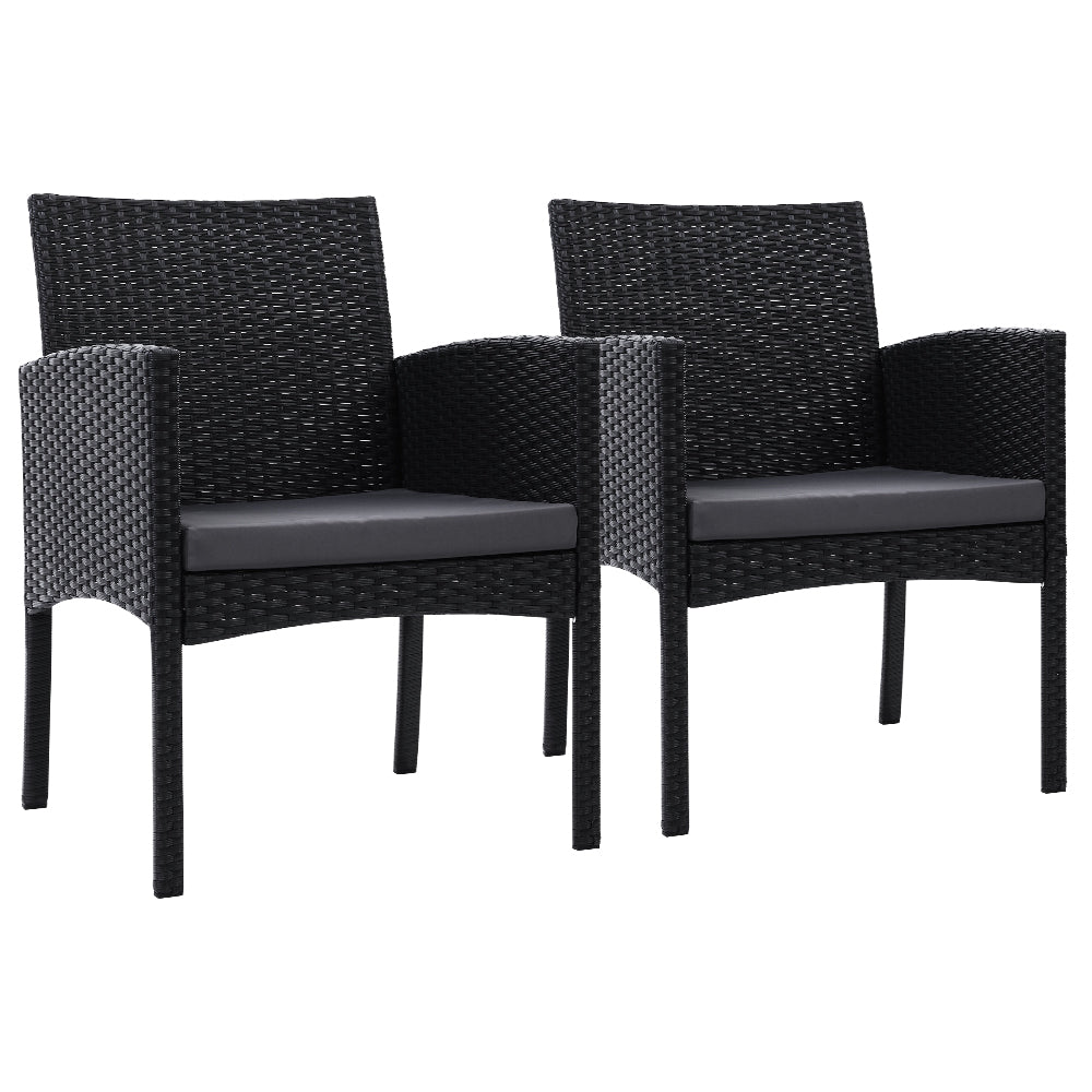 Gardeon 2PC Outdoor Dining Chairs Patio Furniture Rattan Lounge Chair XL Ezra Chez Guru
