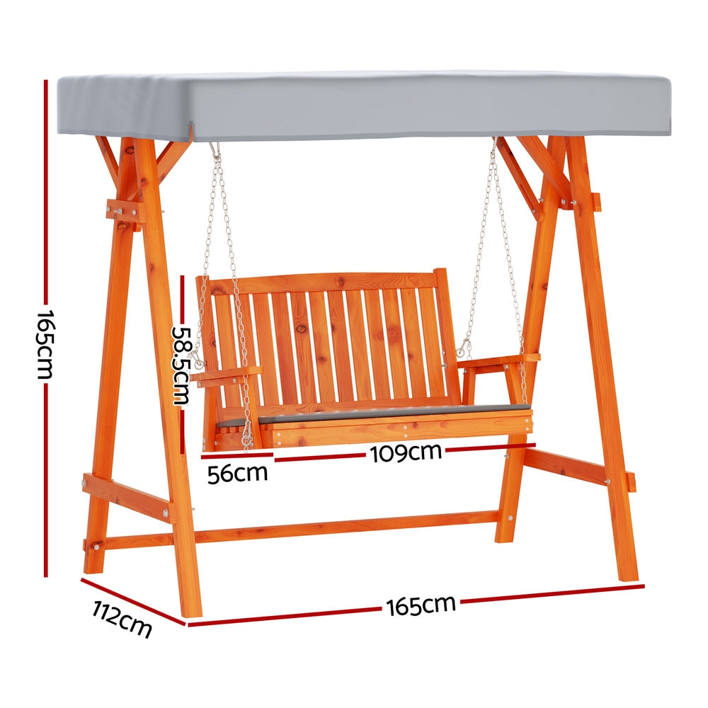Gardeon Swing Chair Wooden Garden Bench Canopy 2 Seater Outdoor Furniture Chez Guru