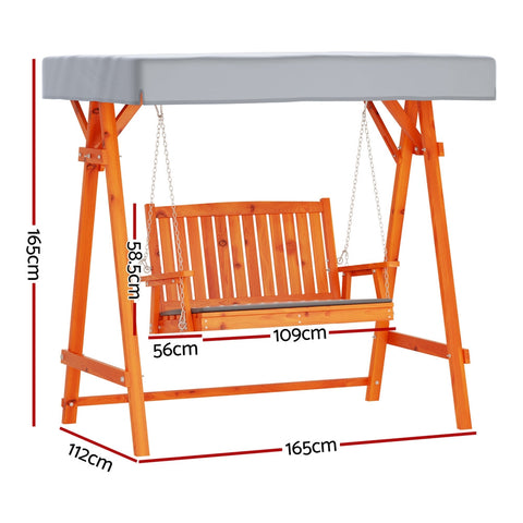 Gardeon Swing Chair Wooden Garden Bench Canopy 2 Seater Outdoor Furniture Chez Guru
