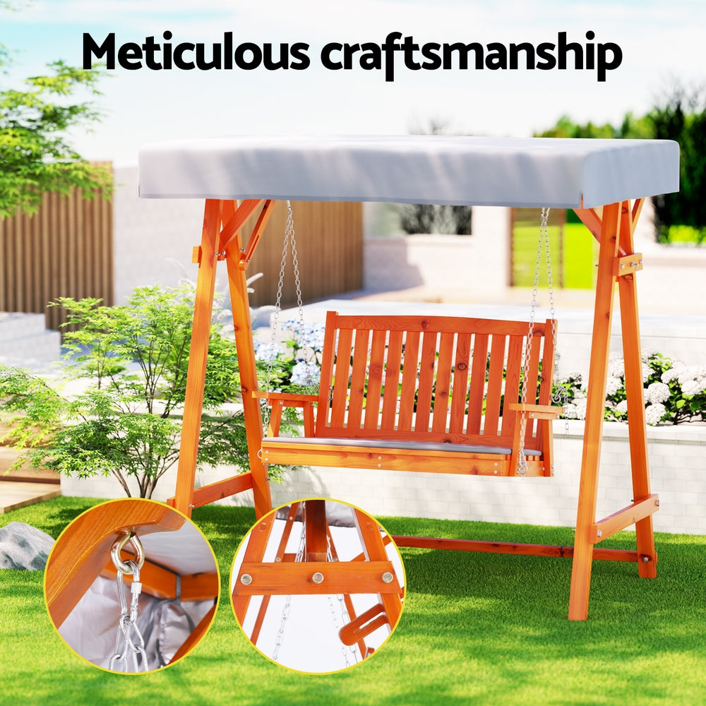 Gardeon Swing Chair Wooden Garden Bench Canopy 2 Seater Outdoor Furniture Chez Guru