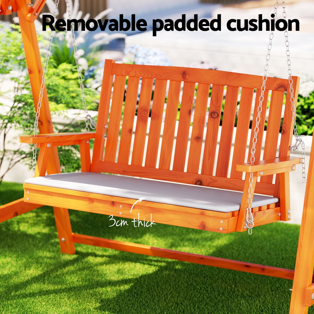 Gardeon Swing Chair Wooden Garden Bench Canopy 2 Seater Outdoor Furniture Chez Guru