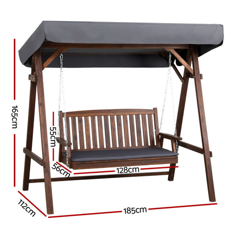 Gardeon Wooden Swing Chair Garden Bench Canopy 3 Seater Outdoor Furniture Chez Guru