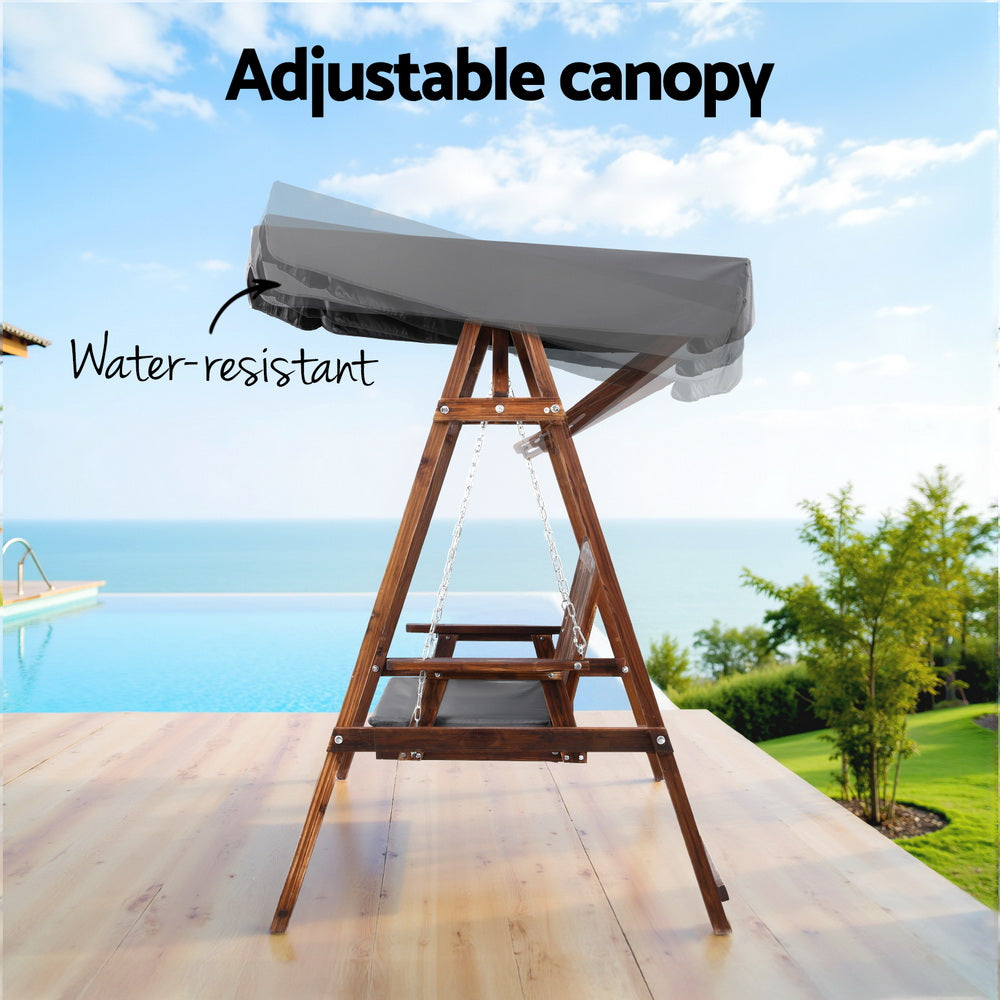 Gardeon Wooden Swing Chair Garden Bench Canopy 3 Seater Outdoor Furniture Chez Guru