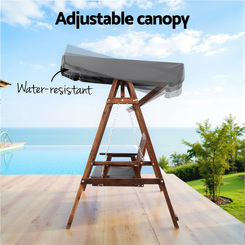 Gardeon Wooden Swing Chair Garden Bench Canopy 3 Seater Outdoor Furniture Chez Guru