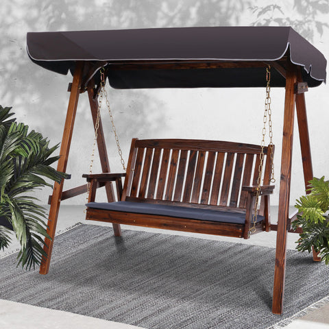 Gardeon Wooden Swing Chair Garden Bench Canopy 3 Seater Outdoor Furniture Chez Guru