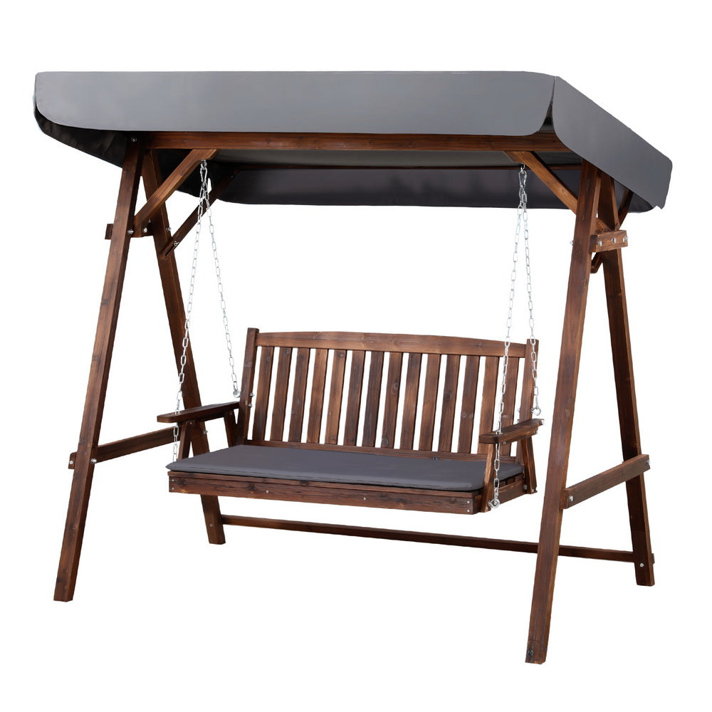 Gardeon Wooden Swing Chair Garden Bench Canopy 3 Seater Outdoor Furniture Chez Guru