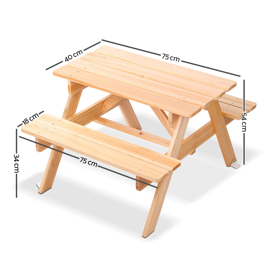 Keezi Kids Wooden Picnic Table Set with Umbrella Chez Guru