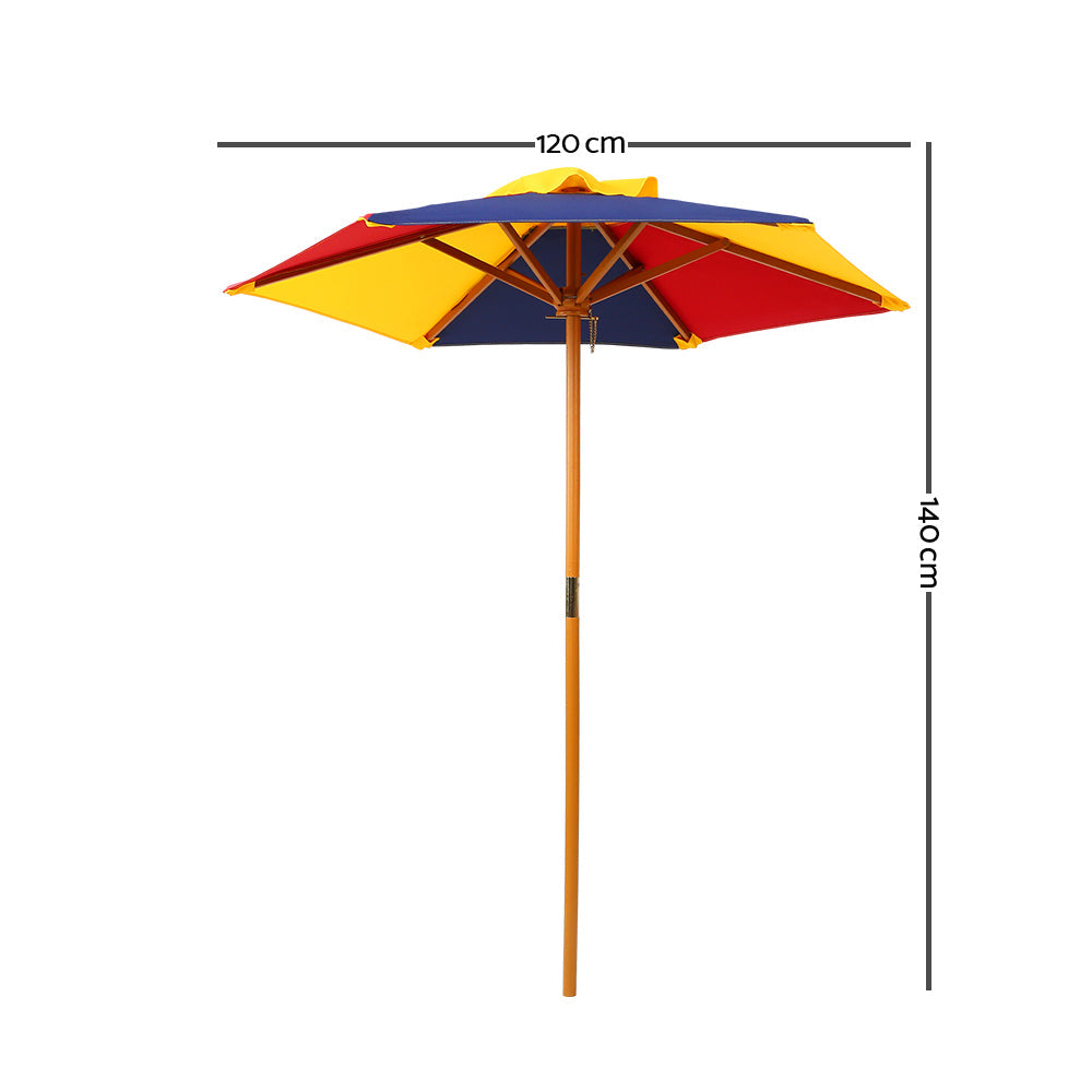 Keezi Kids Wooden Picnic Table Set with Umbrella Chez Guru