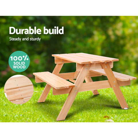 Keezi Kids Wooden Picnic Table Set with Umbrella Chez Guru