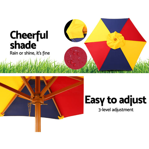 Keezi Kids Wooden Picnic Table Set with Umbrella Chez Guru