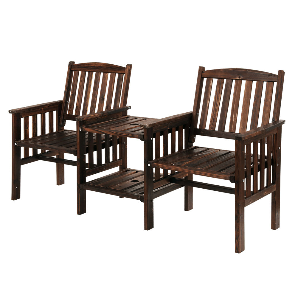Gardeon Outdoor Garden Bench Loveseat Wooden Table Chairs Patio Furniture Charcoal Chez Guru