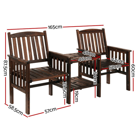 Gardeon Outdoor Garden Bench Loveseat Wooden Table Chairs Patio Furniture Charcoal Chez Guru