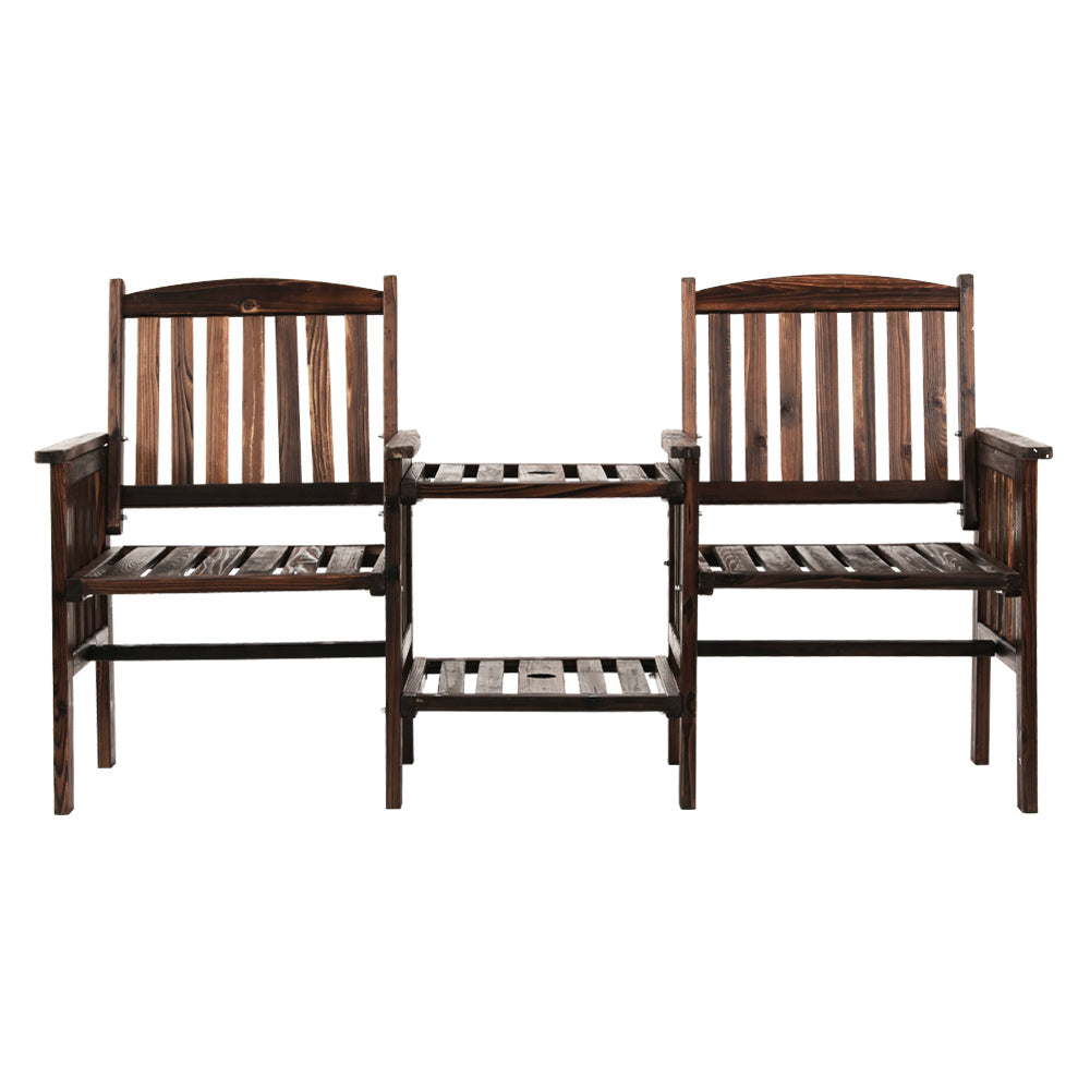 Gardeon Outdoor Garden Bench Loveseat Wooden Table Chairs Patio Furniture Charcoal Chez Guru