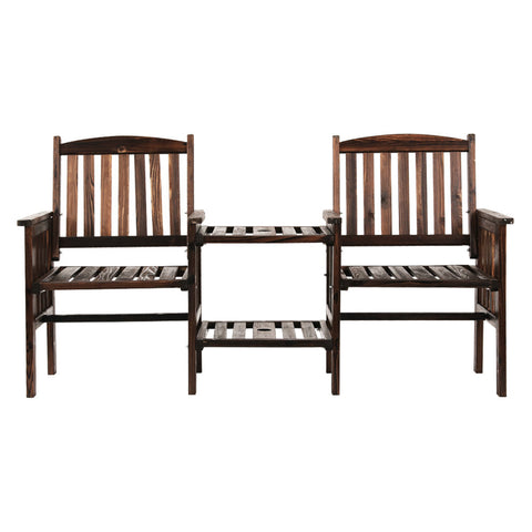 Gardeon Outdoor Garden Bench Loveseat Wooden Table Chairs Patio Furniture Charcoal Chez Guru