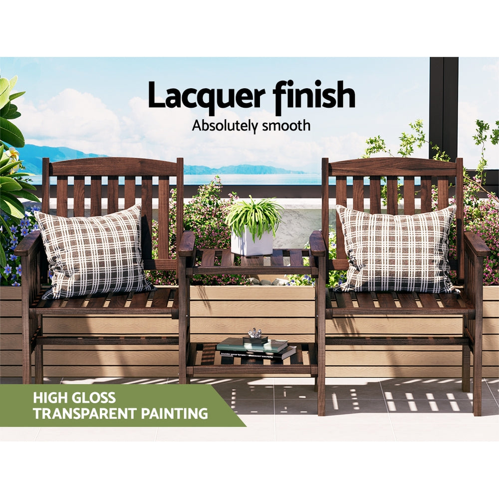 Gardeon Outdoor Garden Bench Loveseat Wooden Table Chairs Patio Furniture Charcoal Chez Guru