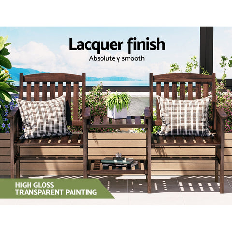 Gardeon Outdoor Garden Bench Loveseat Wooden Table Chairs Patio Furniture Charcoal Chez Guru