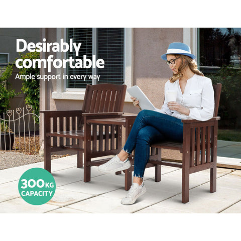 Gardeon Outdoor Garden Bench Loveseat Wooden Table Chairs Patio Furniture Charcoal Chez Guru