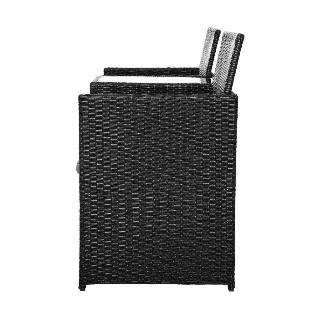 Gardeon Outdoor Setting Wicker Loveseat Birstro Set Patio Garden Furniture Black Chez Guru