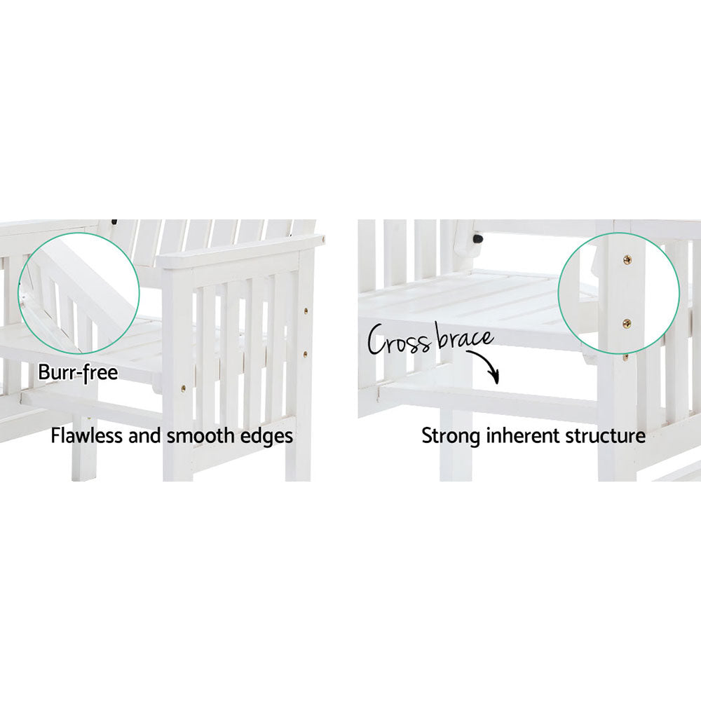 Gardeon Outdoor Garden Bench Loveseat Wooden Table Chairs Patio Furniture White Chez Guru