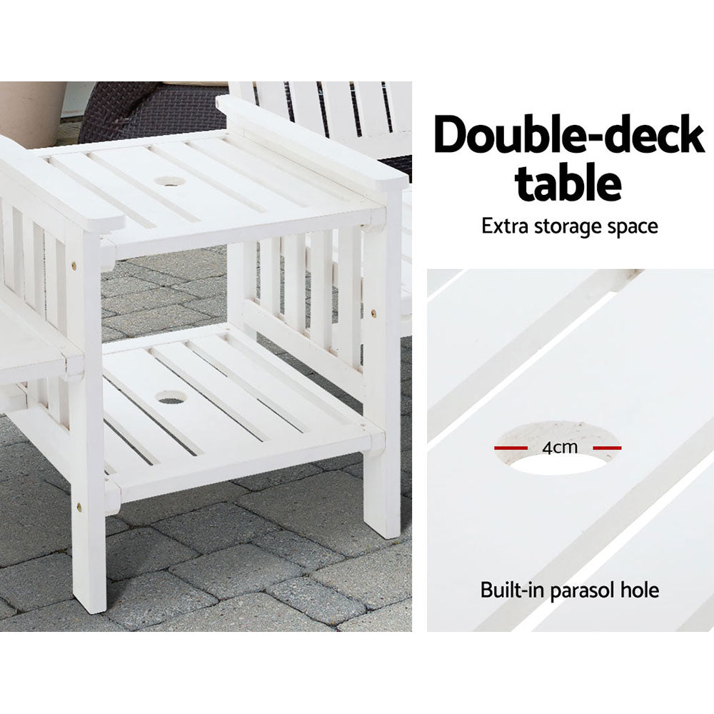 Gardeon Outdoor Garden Bench Loveseat Wooden Table Chairs Patio Furniture White Chez Guru