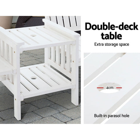 Gardeon Outdoor Garden Bench Loveseat Wooden Table Chairs Patio Furniture White Chez Guru