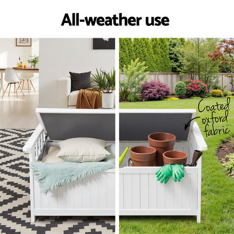 Gardeon Outdoor Storage Bench Box Wooden Garden Toy Tool Patio Furniture White Chez Guru