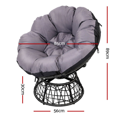 Gardeon Outdoor Chairs Outdoor Furniture Papasan Chair Wicker Patio Garden Black Chez Guru
