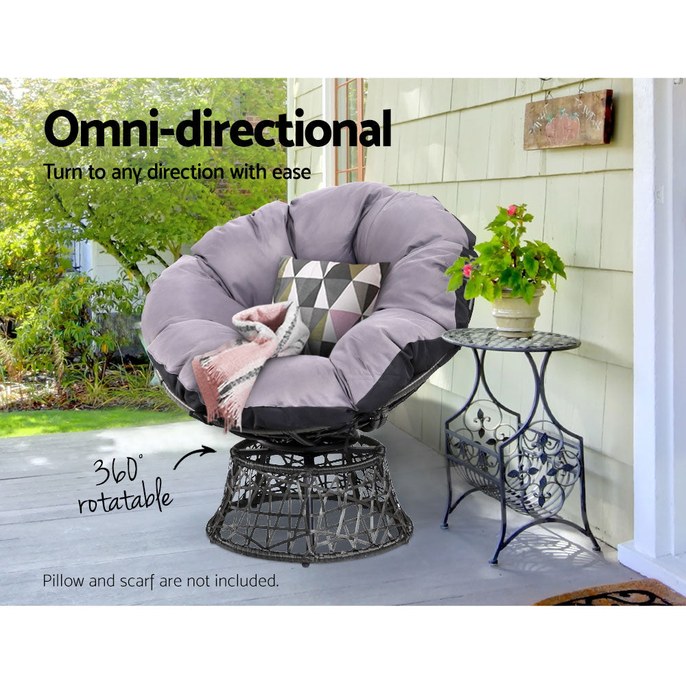 Gardeon Outdoor Chairs Outdoor Furniture Papasan Chair Wicker Patio Garden Black Chez Guru