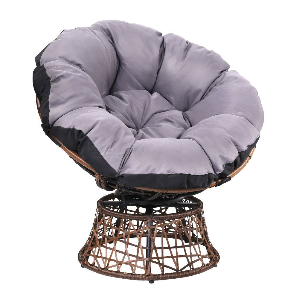 Gardeon Outdoor Chairs Outdoor Furniture Papasan Chair Wicker Patio Garden Brown Chez Guru