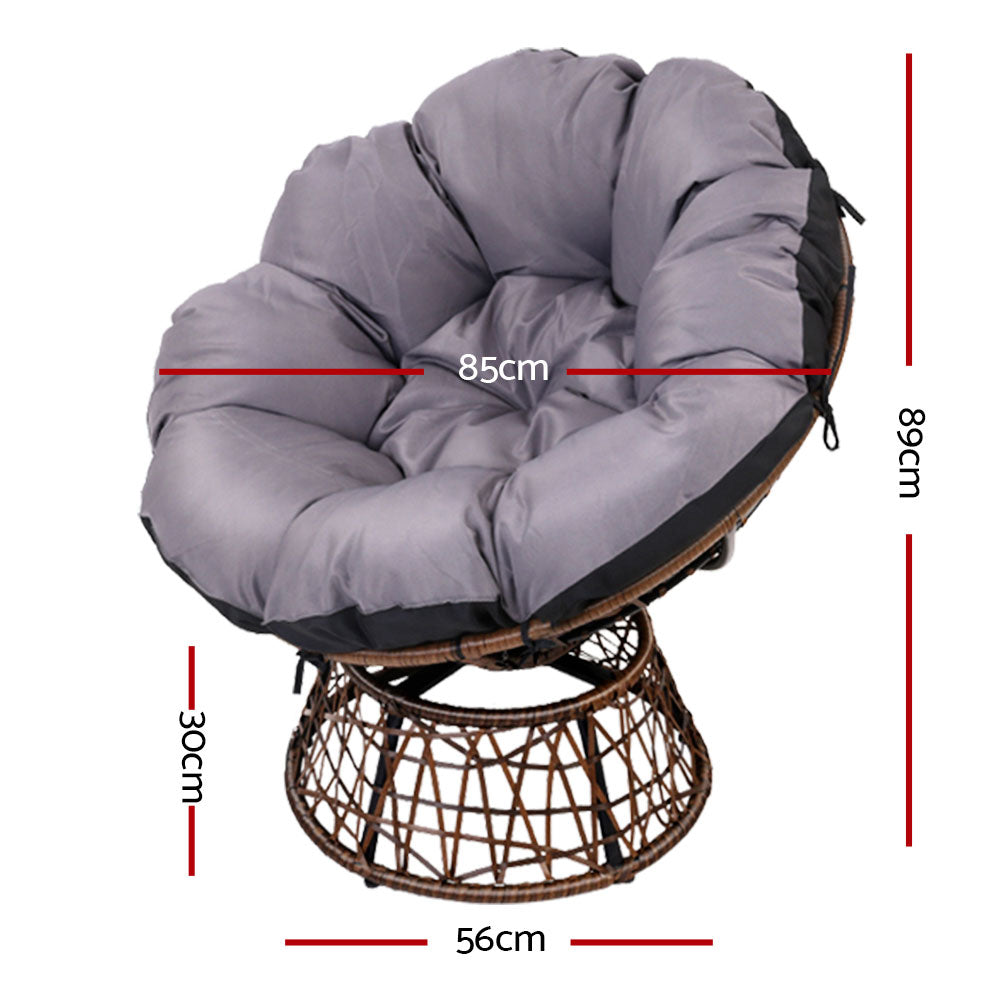 Gardeon Outdoor Chairs Outdoor Furniture Papasan Chair Wicker Patio Garden Brown Chez Guru