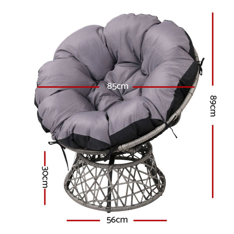 Gardeon Outdoor Chairs Outdoor Furniture Papasan Chair Wicker Patio Garden Grey Chez Guru