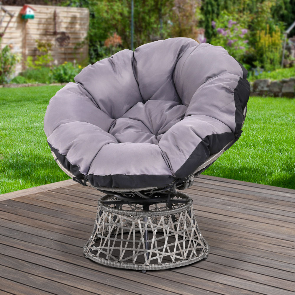 Gardeon Outdoor Chairs Outdoor Furniture Papasan Chair Wicker Patio Garden Grey Chez Guru