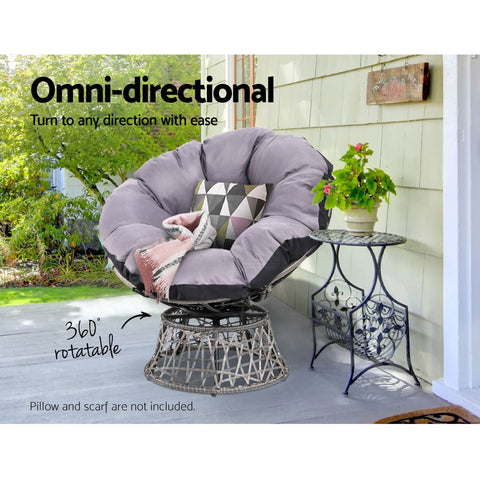 Gardeon Outdoor Chairs Outdoor Furniture Papasan Chair Wicker Patio Garden Grey Chez Guru