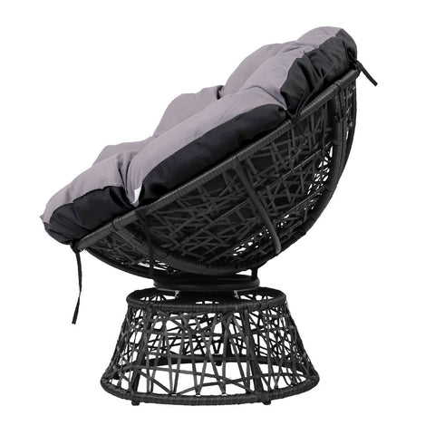 Gardeon Outdoor Lounge Setting Papasan Chair Wicker Table Garden Furniture Black Chez Guru