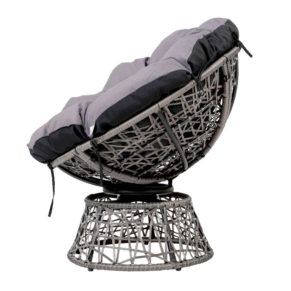 Gardeon Outdoor Lounge Setting Papasan Chair Wicker Table Garden Furniture Grey Chez Guru