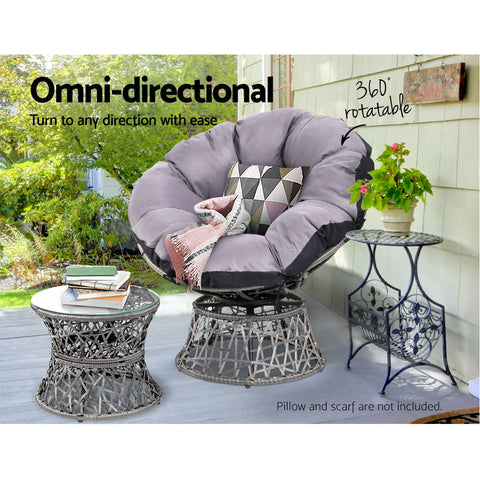 Gardeon Outdoor Lounge Setting Papasan Chair Wicker Table Garden Furniture Grey Chez Guru