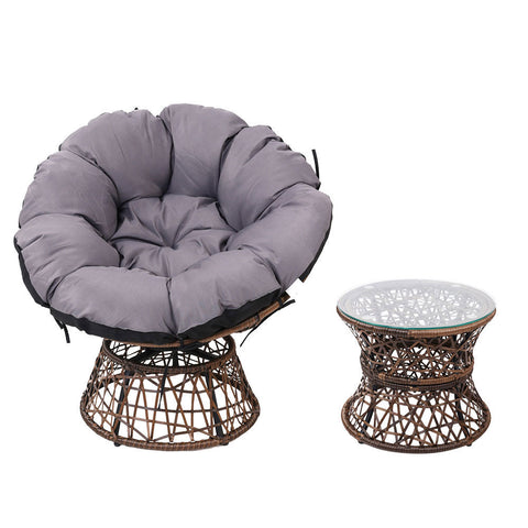 Gardeon Outdoor Lounge Setting Furniture Wicker Papasan Chairs Table Patio Brown Chez Guru