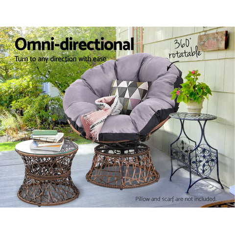 Gardeon Outdoor Lounge Setting Furniture Wicker Papasan Chairs Table Patio Brown Chez Guru