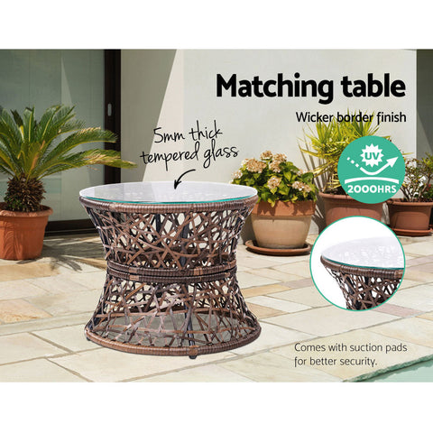 Gardeon Outdoor Lounge Setting Furniture Wicker Papasan Chairs Table Patio Brown Chez Guru