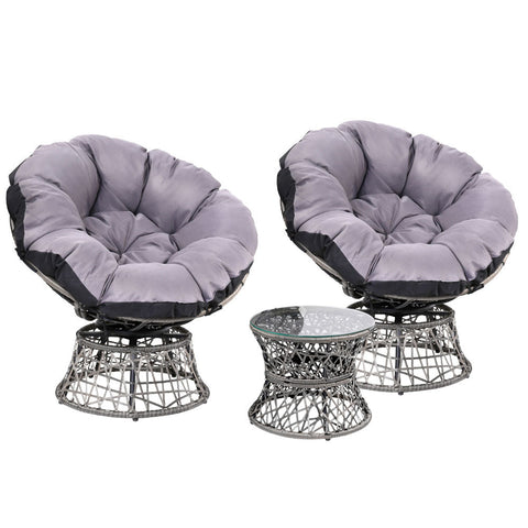 Gardeon Outdoor Lounge Setting Furniture Wicker Papasan Chairs Table Patio Grey Chez Guru