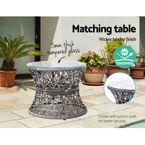 Gardeon Outdoor Lounge Setting Furniture Wicker Papasan Chairs Table Patio Grey Chez Guru