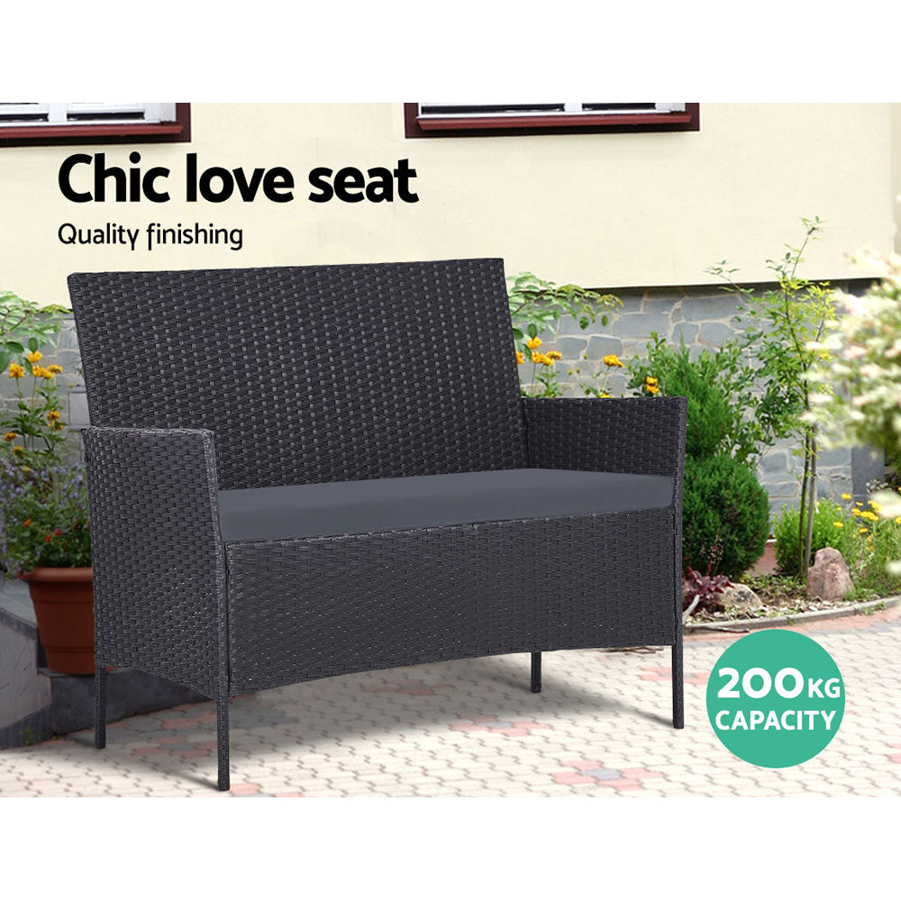 Gardeon 4 Seater Outdoor Sofa Set with Storage Cover Wicker Table Chair DarkGrey Chez Guru