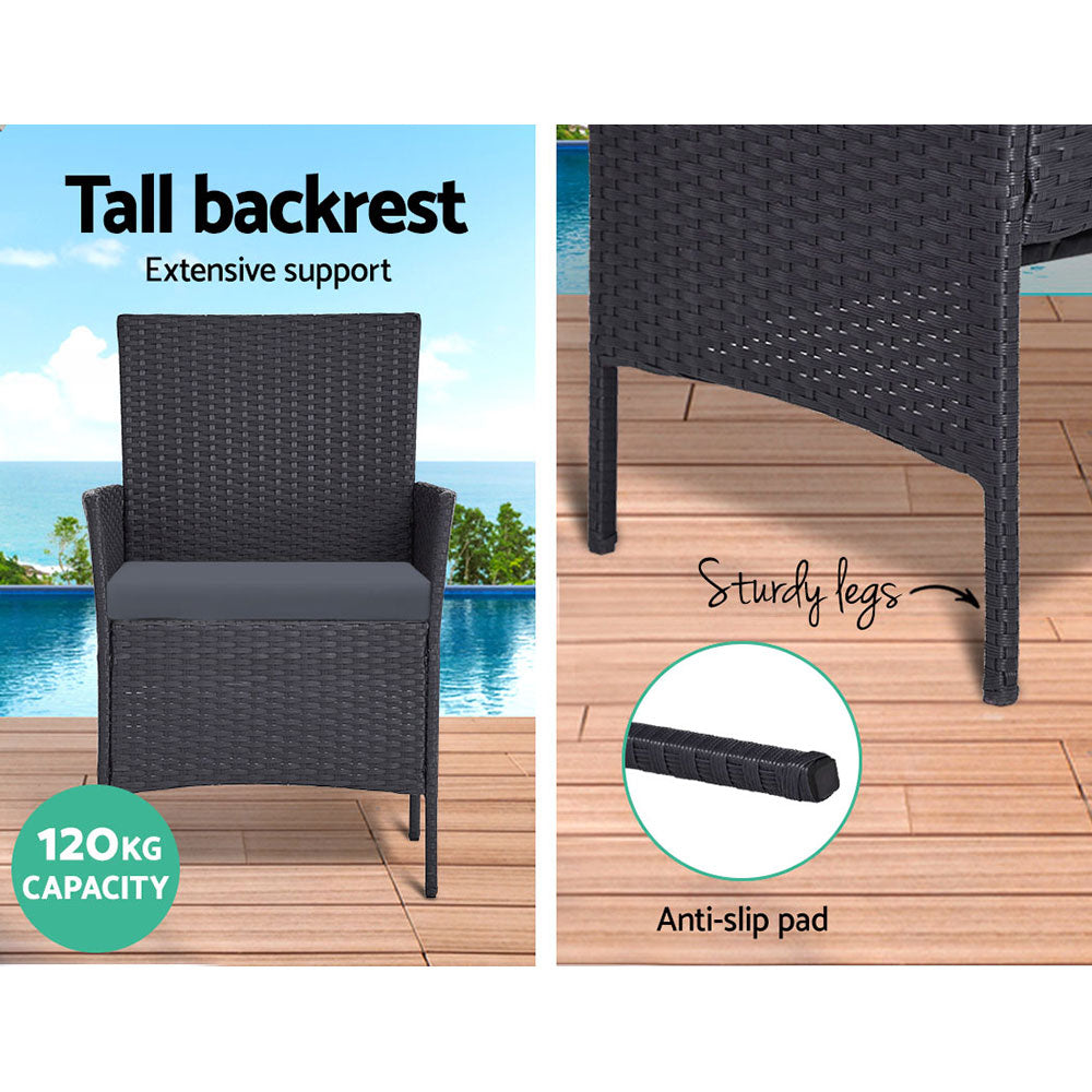 Gardeon 4 Seater Outdoor Sofa Set with Storage Cover Wicker Table Chair DarkGrey Chez Guru