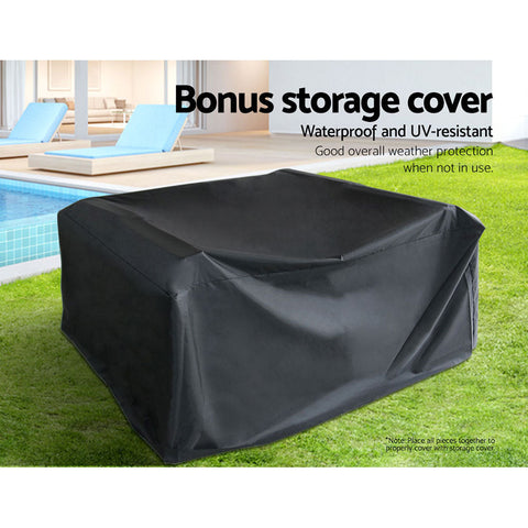Gardeon 4 Seater Outdoor Sofa Set with Storage Cover Wicker Table Chair DarkGrey Chez Guru