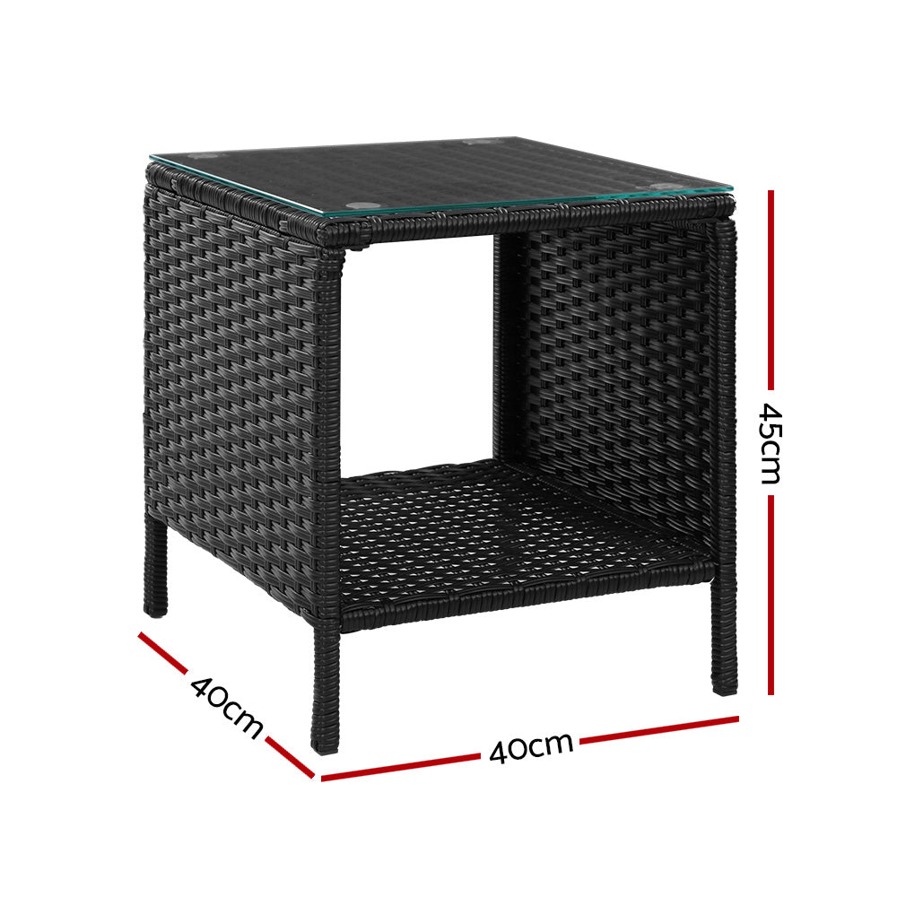 Gardeon Coffee Side Table Wicker Desk Rattan Outdoor Furniture Garden Black Chez Guru