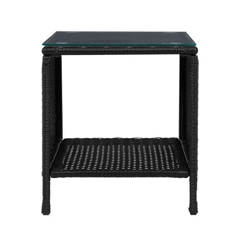 Gardeon Coffee Side Table Wicker Desk Rattan Outdoor Furniture Garden Black Chez Guru