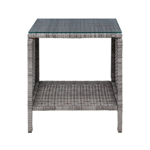 Gardeon Coffee Side Table Wicker Desk Rattan Outdoor Furniture Garden Grey Chez Guru